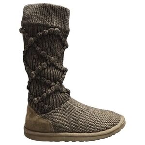 Ugg Classic‎ Tall Sweater Winter Boots Womens Size 6 Gray Argyle Knit Mid Calf